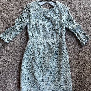 Cute, short, backless light blue lacy ASOS dress